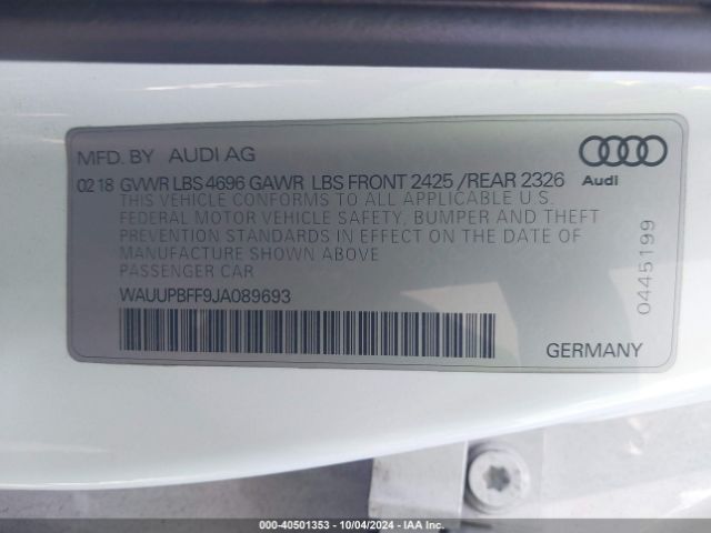 WAUUPBFF9JA089693 Audi A3 E-tron 1.4t Premium