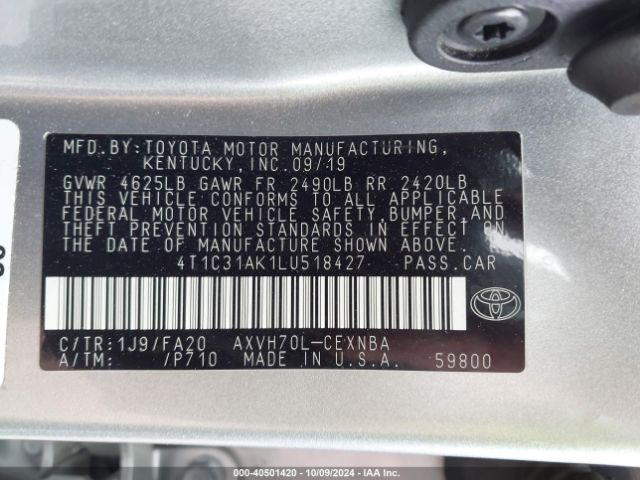 4T1C31AK1LU518427 Toyota Camry Le Hybrid