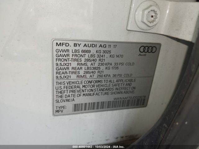 WA1VAAF72JD023278 Audi Q7 3.0t Premium