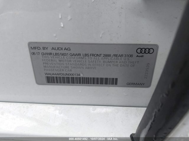 WAU44AFD9JN000134 Audi A8 L 3.0t