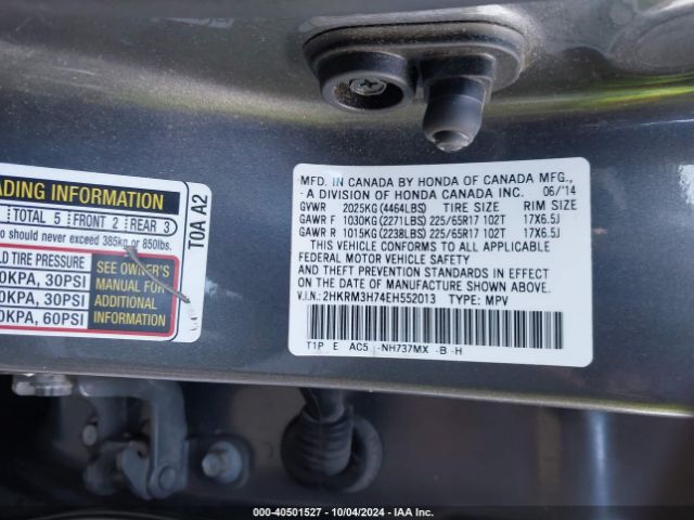 2HKRM3H74EH552013 Honda Cr-v Ex-l