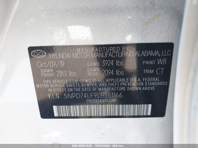 Hyundai ELANTRA SE 2020 5NPD74LF9LH551166 Image 9