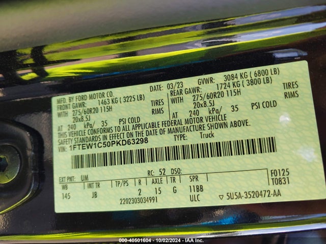 Ford F-150 Xl 2023 1FTEW1C50PKD63298 Image 9