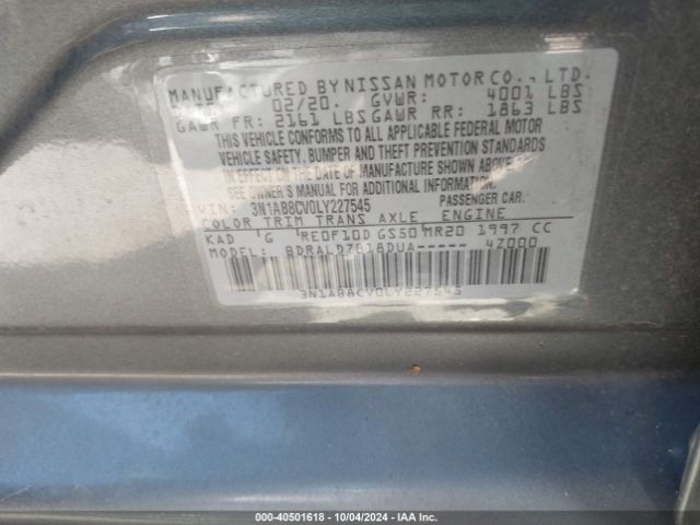 3N1AB8CV0LY227545 Nissan Sentra Sv Xtronic Cvt