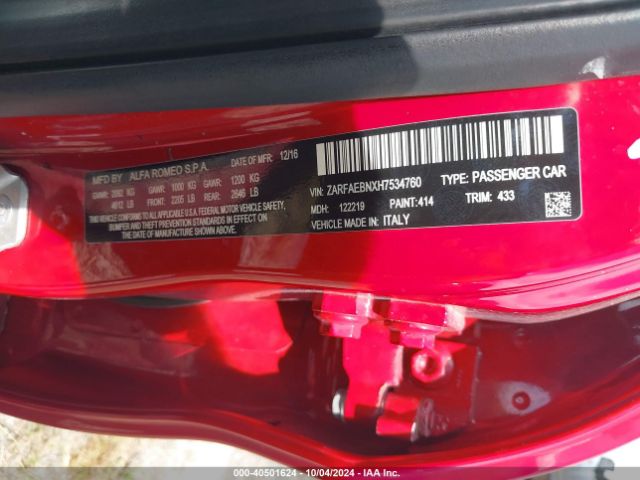 ZARFAEBNXH7534760 Alfa Romeo Giulia Rwd