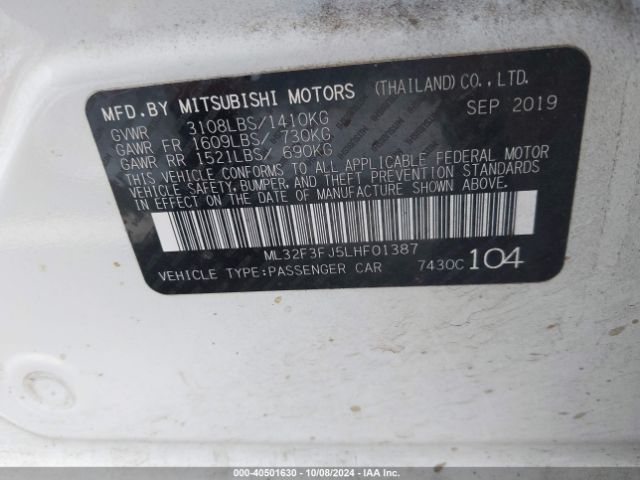 2020 MITSUBISHI MIRAGE G4 ML32F3FJ5LHF01387 Photo 8