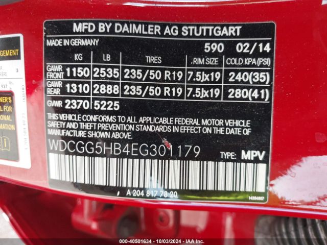 WDCGG5HB4EG301179 Mercedes-Benz GLK 350