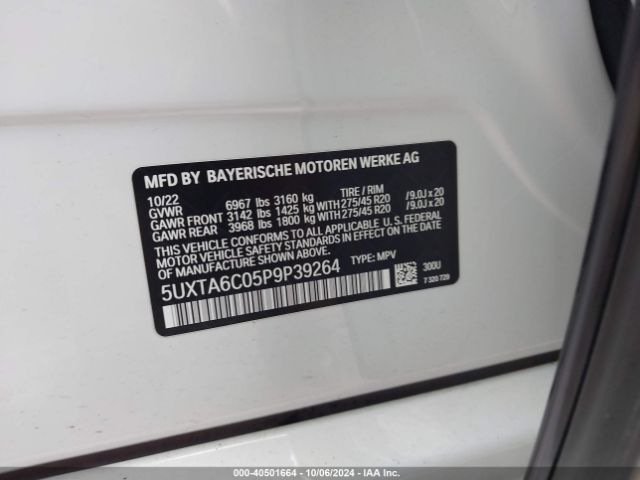 5UXTA6C05P9P39264 BMW X5 Phev Xdrive45e