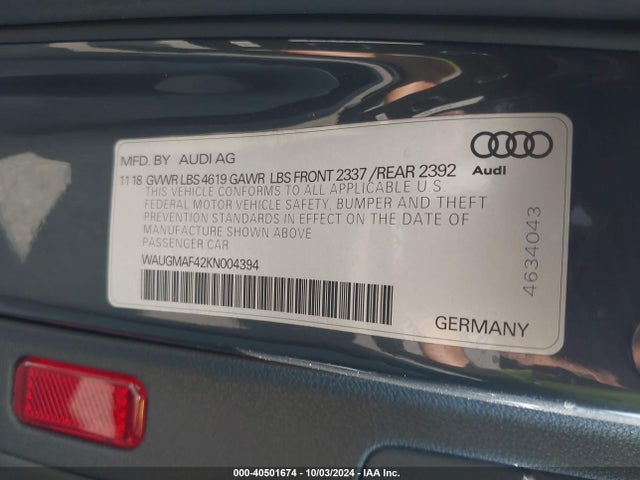 WAUGMAF42KN004394 Audi A4 40 Premium/40 Titanium Premium