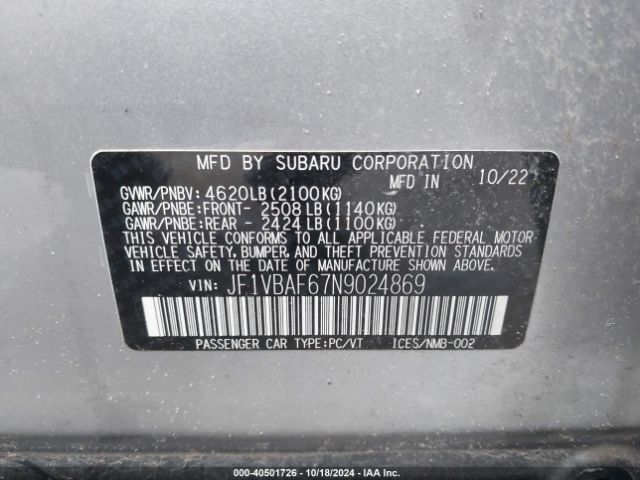 JF1VBAF67N9024869 Subaru Wrx Premium