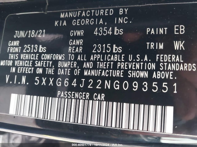 KIA K5 Gt-line 2022 5XXG64J22NG093551 Image 9