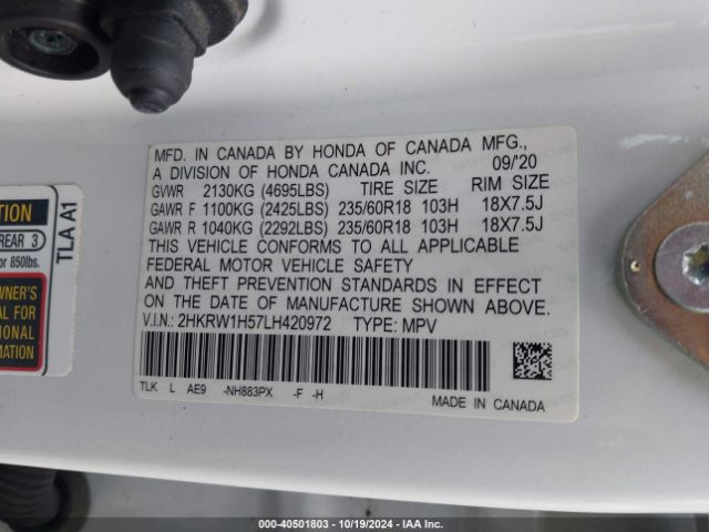2HKRW1H57LH420972 Honda Cr-v 2wd Ex