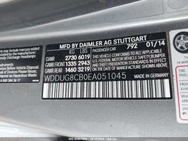 WDDUG8CB0EA051045 Mercedes-Benz S 550