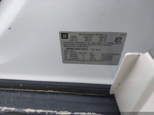 GMC Acadia Denali 2017 1GKKNPLS2HZ136576 Image 9