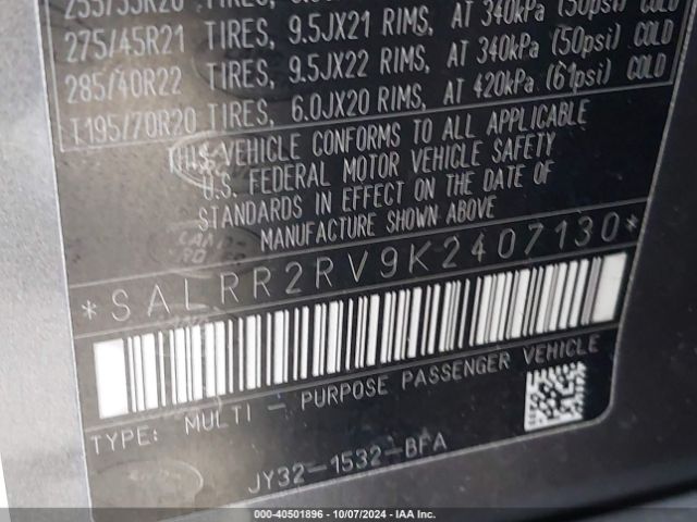 SALRR2RV9K2407130 Land Rover Discovery Hse