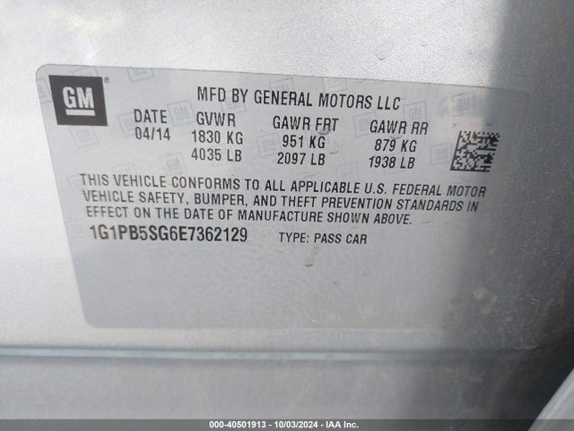 Chevrolet Cruze Ls Manual 2014 1G1PB5SG6E7362129 Image 9