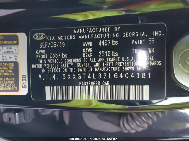 KIA Optima Lx 2020 5XXGT4L32LG404181 Image 9