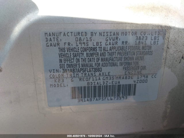 Nissan SENTRA SV 2015 3N1AB7AP5FL673593 Image 9