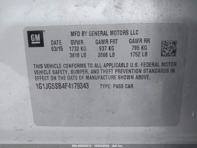 Chevrolet Sonic Rs Auto 2015 1G1JG5SB4F4179343 Image 9