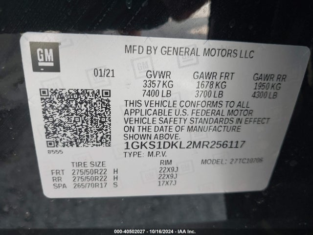 GMC Yukon 2wd Denali 2021 1GKS1DKL2MR256117 Image 9