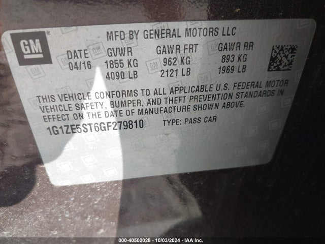 1G1ZE5ST6GF279810 Chevrolet MALIBU 1LT