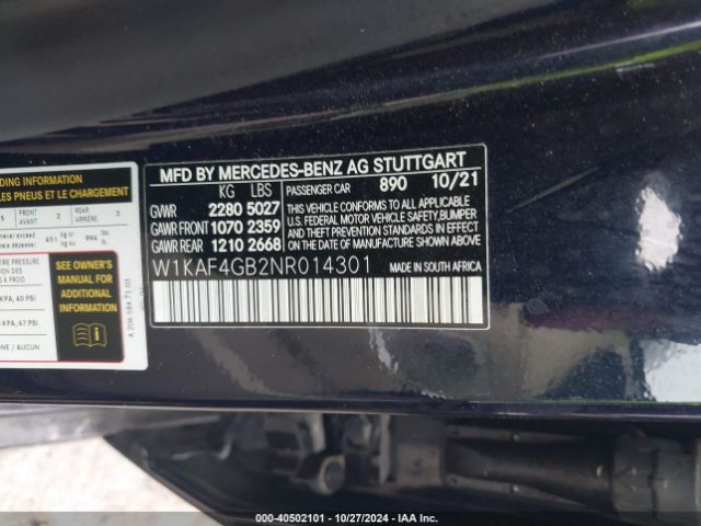 W1KAF4GB2NR014301 Mercedes-Benz C 300 Sedan