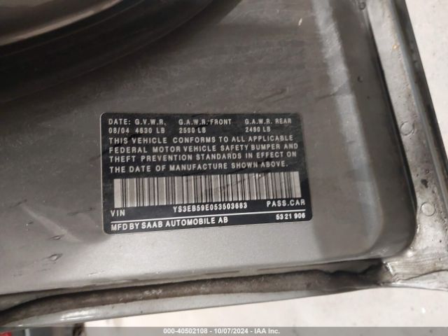 2005 SAAB 9-5 YS3EB59E053503683 Photo 8