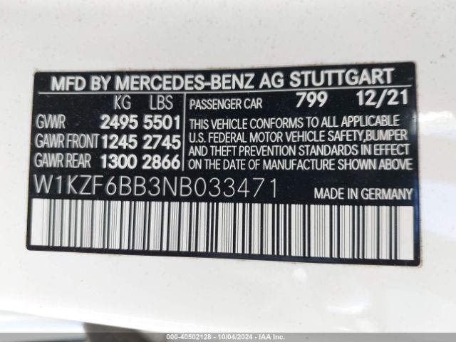 W1KZF6BB3NB033471 Mercedes-Benz Amg E 53 4matic