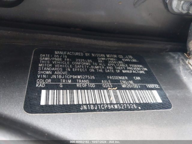 JN1BJ1CP9KW527526 Nissan Rogue Sport Sv