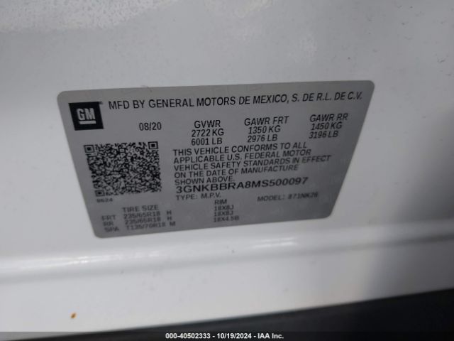 3GNKBBRA8MS500097 Chevrolet Blazer Fwd 1lt