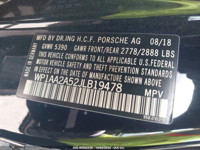 WP1AA2A52JLB19478 Porsche Macan