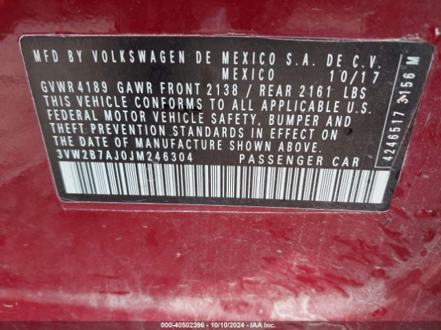 3VW2B7AJ0JM246304 Volkswagen Jetta 1.4t S