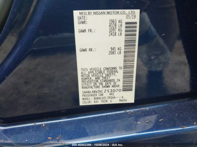 1N4BL4BV2KC253070 Nissan Altima 2.5 S