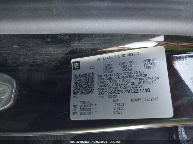 1GCGSCEN7M1227748 Chevrolet Colorado 2wd  Short Box Lt