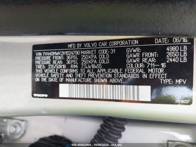 YV440MWK2H1024790 Volvo V60 Cross Country T5