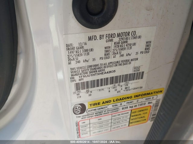 1FMJU1HTXHEA42635 Ford Expedition Xlt