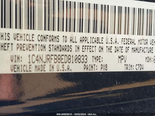 1C4NJRFB8ED810833 Jeep Patriot Latitude