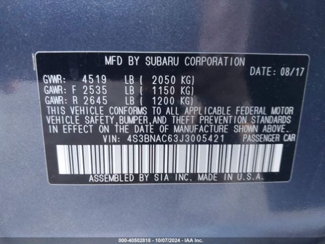 4S3BNAC63J3005421 Subaru Legacy 2.5i Premium