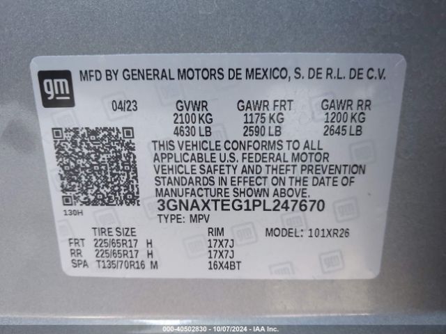 3GNAXTEG1PL247670 Chevrolet Equinox Awd 2fl