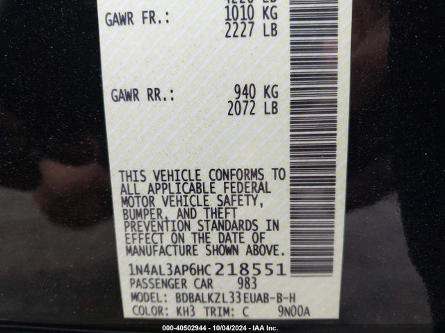 Nissan Altima 2.5 Sv 2017 1N4AL3AP6HC218551 Image 9
