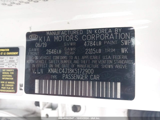 KNALC4J18K5172900 KIA Cadenza Technology