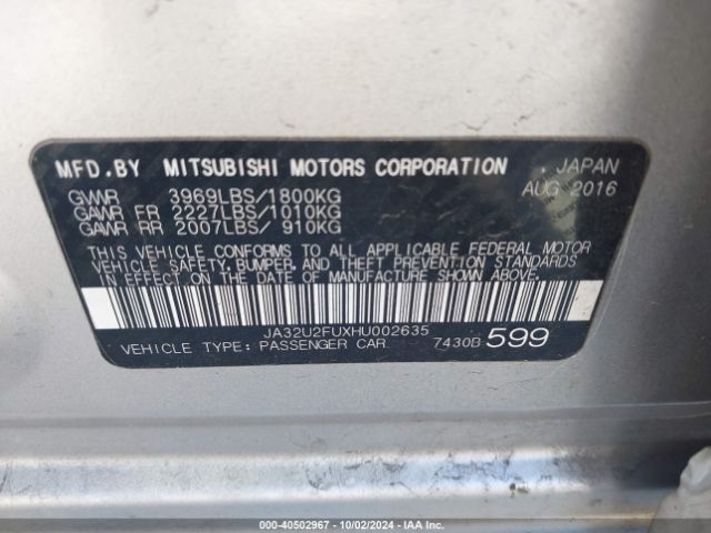 JA32U2FUXHU002635 Mitsubishi Lancer Es/le