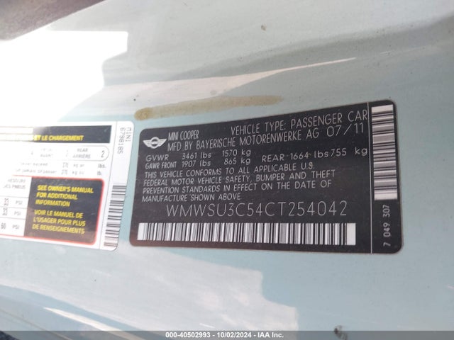 2012 MINI COOPER WMWSU3C54CT254042 Photo 8