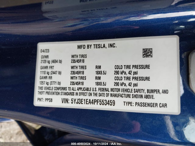 2023 TESLA MODEL 3 5YJ3E1EA4PF553459 Photo 8