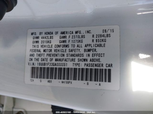 19UUB1F33GA000051 Acura TLX