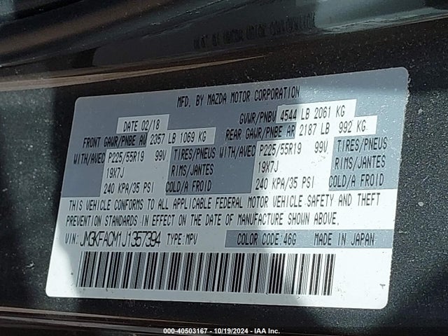 Mazda Cx-5 Touring 2018 JM3KFACM1J1357394 Image 9