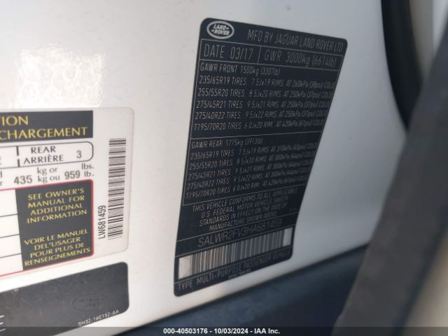 SALWR2FV3HA681459 Land Rover Range Rover Sport 3.0l V6 Supercharged Hse