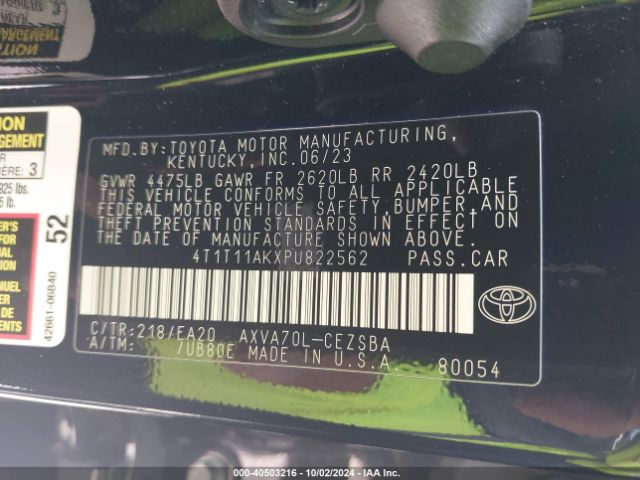 4T1T11AKXPU822562 Toyota CAMRY SE