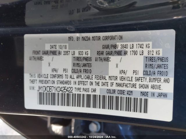 JM1DKDB71K0425422 Mazda Cx-3 Sport