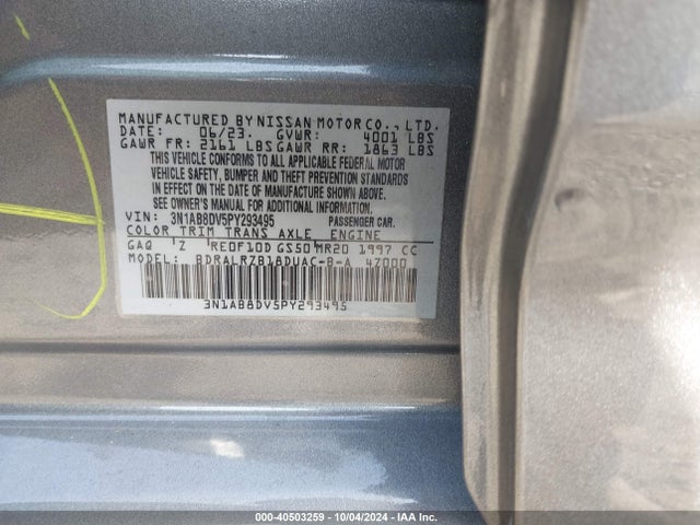 Nissan Sentra Sr Xtronic Cvt 2023 3N1AB8DV5PY293495 Image 9